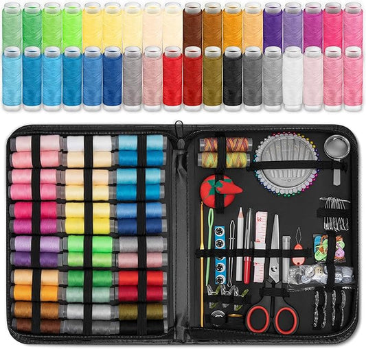 KEYHOT Sewing kit Basic,Needle and Thread Kit,Travel Small Sewing Machine Supplies for Adults Beginners Men, Home Travel Emergency Including Scissors Measure Tape Needle Threader (183pcs)