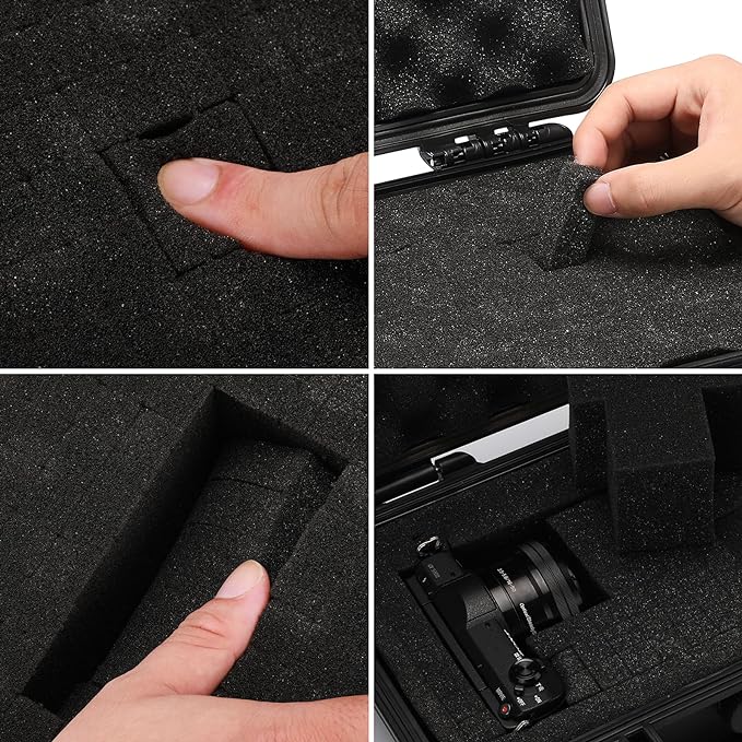 Mayouko Portable Tool Box with Shock- Proof Sponge, Water Proof Grade IP67, Waterproof Hard Case with Foam Insert, Shockproof Carrying Case, Explosion Proof Box, 11.6"L×8.3"W×3.9"H
