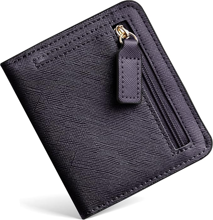 Toughergun Women’s Small Slim Leather Wallet with RFID Protection, Compact Bifold Mini Purse with Clear ID Window