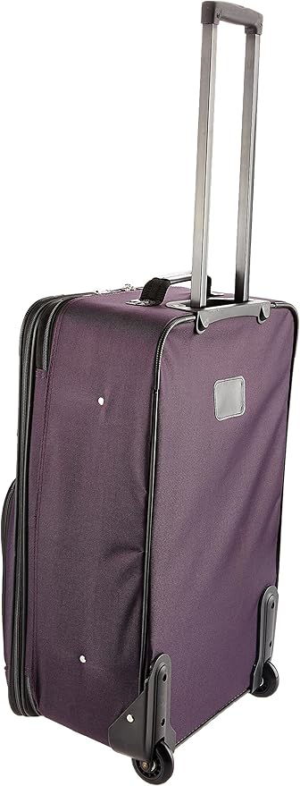Rockland Fashion Softside 4 Piece Luggage Set, Expandable, (14" Tote/19"/24"/28"), Purple