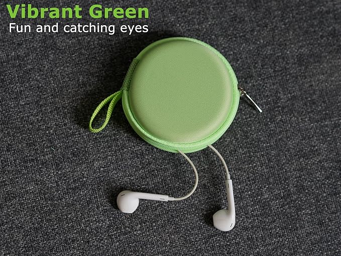Ginsco Mini-Portable Hard Shell Earbuds Case for Apple EarPods Headphones USB-C Wired Ear Buds/Samsung Galaxy Wired Earbuds, Travel Case for Earphones Earplugs (1, Green)