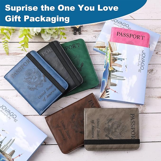 Passport Holder for Travel Essentials Wallet Rfid Blocking Cover Leather Case Vacation Travel Accessories for Women Men (602#Grey)