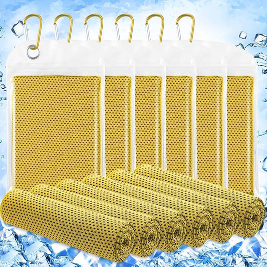 Hosuly 6 Pack Cooling Towels 40" x 12" Sport Towels, Cooling Rag for Neck and Face Ice Breathable Chilly Portable Neck Wraps for Yoga(Yellow)
