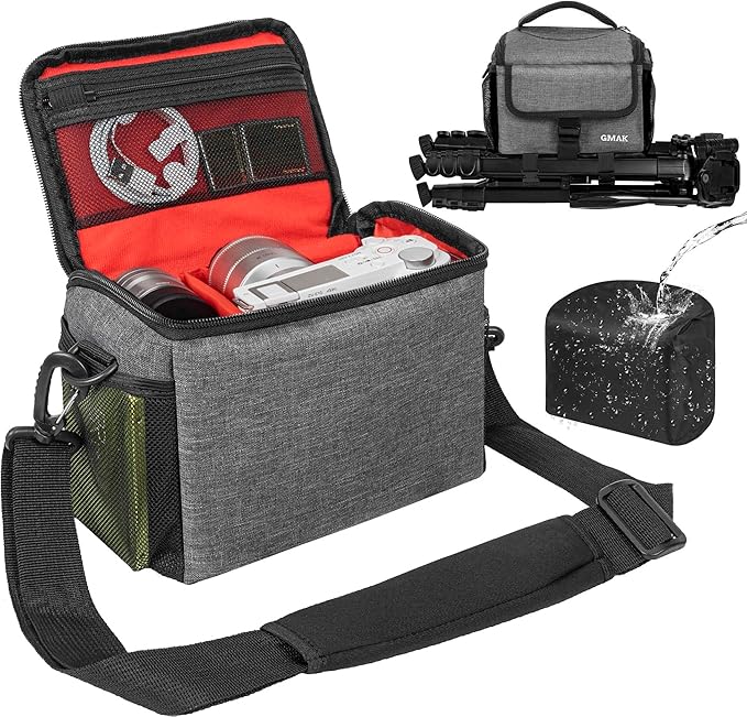 Camera Carrying Bag, Anti-Shock Camera Case Bag with Water-resistant Rain Cover Compatible for Canon EOS R50 M50 Powershot SX540 SX70, Nikon Coolpix L340 B700 P610, Panasonic LUMIX, Sony a6100 a6400