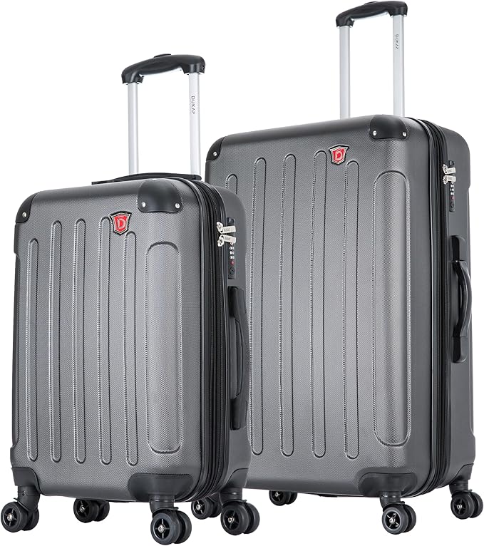 DUKAP INTELY Hardside Luggage Set with Spinner Wheel | Spacious Traveling Suitcase, Travel Suitcases with TSA Lock and Ergonomic GEL Handle | 2 Piece Set (20"/28") | Grey