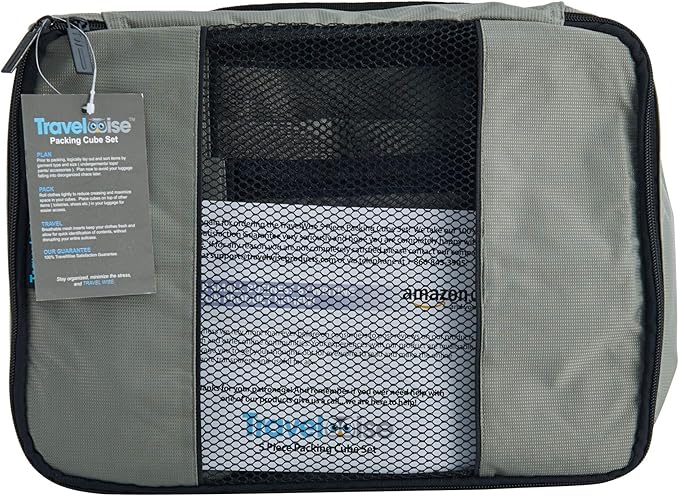 Travel Wise Packing Cubes for Travel - 5 Piece Set with Pattern Design, Lightweight Ripstop Nylon Luggage Organizers with Mesh Panel, Small Medium Large Sizes