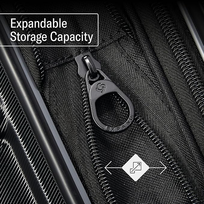Samsonite Omni 2 Hardside 2 Piece Set - Includes Global Carry-On & Medium Checked Suitcases - 360° Dual Spinner Wheels - Integrated TSA Lock & Expansion - Amazon Exclusive - Midnight Black