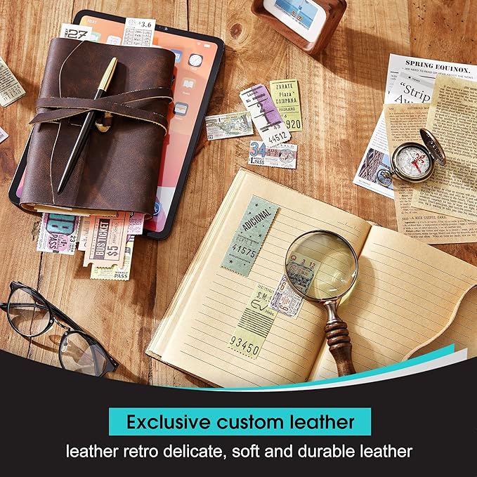 RILIHO Leather Journal Notepad, Small Notebook 4.8x6.5 Inches, Mini Journal, Retro Premium Planner, Lined Diary Vintage Style, Ideal for Women and Men, Artists, Travelers, Dark Brown