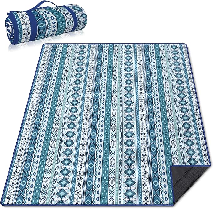 Tribal Picnic Blankets Waterproof Foldable, 60″X80″ Packable Picnic Mat Western Outdoor Blanket for Grass, Boho Large Beach Blanket Sandproof Picnic Accessories for Camping Music Festival Park Travel
