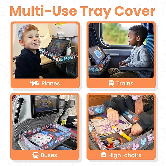Little Traveler Airplane Tray Table Cover – Universal Fit & Easy Setup – Airplane Tray Cover Kids - Use in Buses, Trains, High Chairs I Plane Travel Essentials for Kids 1-5 Years
