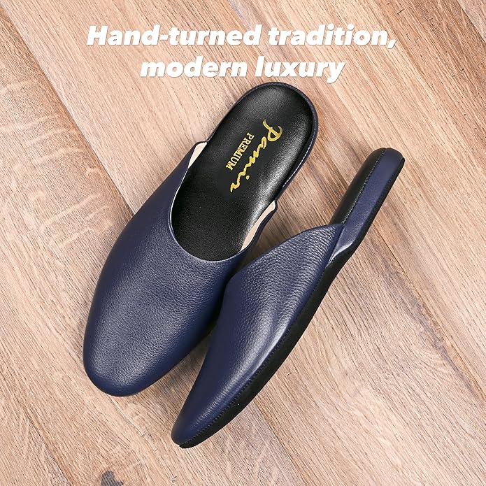 PAMIR Women's Hand-Turned Scuffs, Genuine Leather Indoor House Slippers with Memory Foam