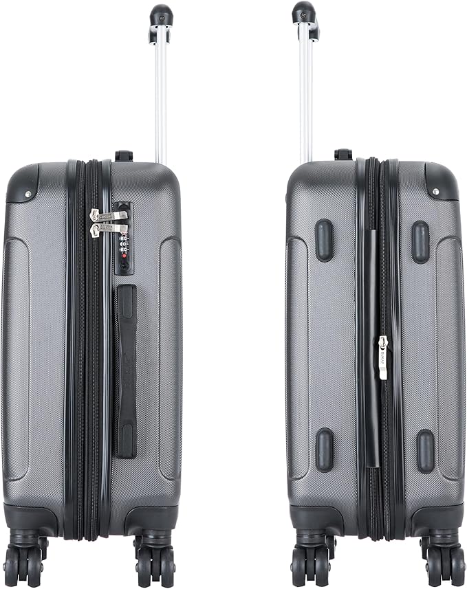 DUKAP INTELY Luggage with Integrated USB Port and Spinner Wheel | Spacious Travel Suitcase with TSA Lock and Ergonomic GEL Handle | 20 Inch Hardside Carry-On Luggage | Grey