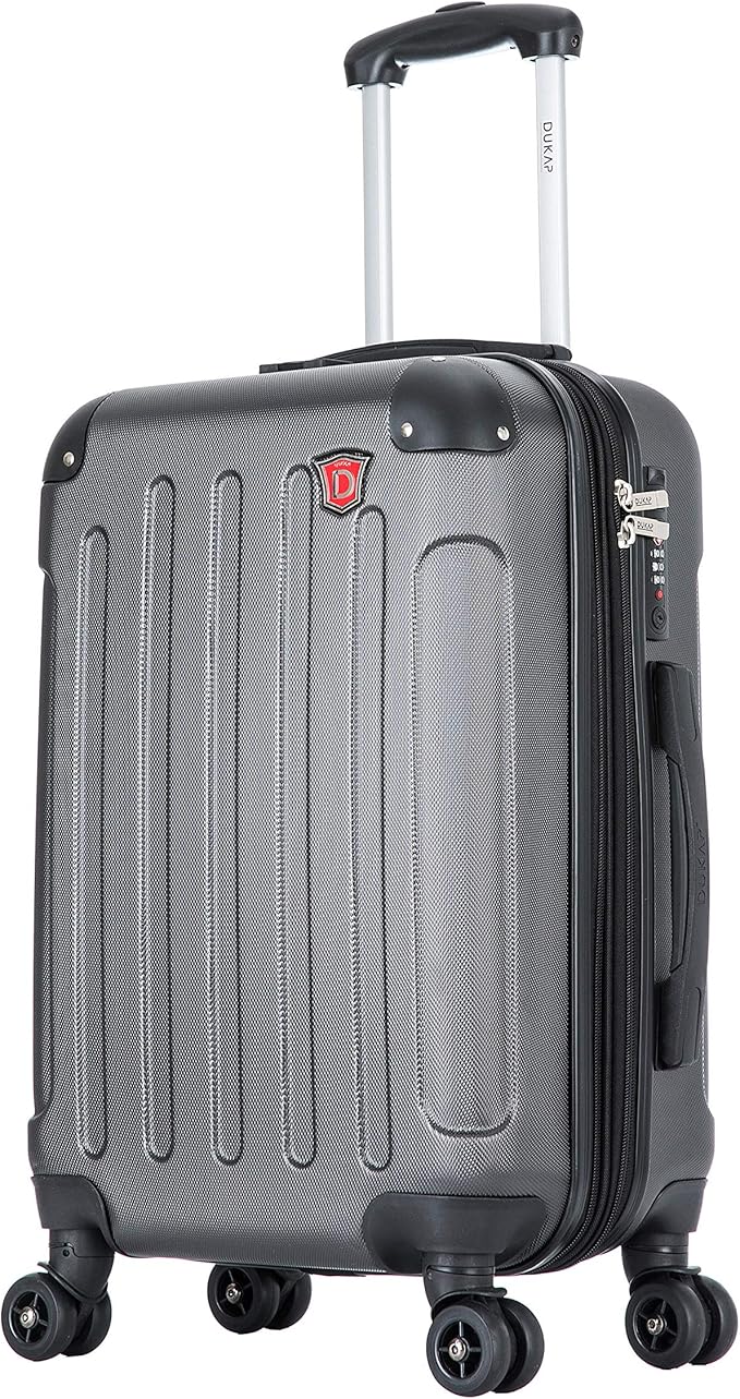 DUKAP INTELY Luggage with Integrated USB Port and Spinner Wheel | Spacious Travel Suitcase with TSA Lock and Ergonomic GEL Handle | 20 Inch Hardside Carry-On Luggage | Grey