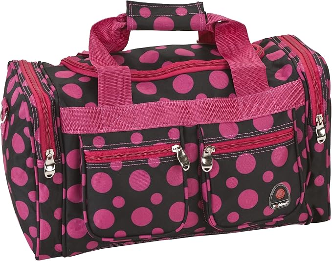 Rockland 19" Polyester Duffel Bag, Black Pink Dot
