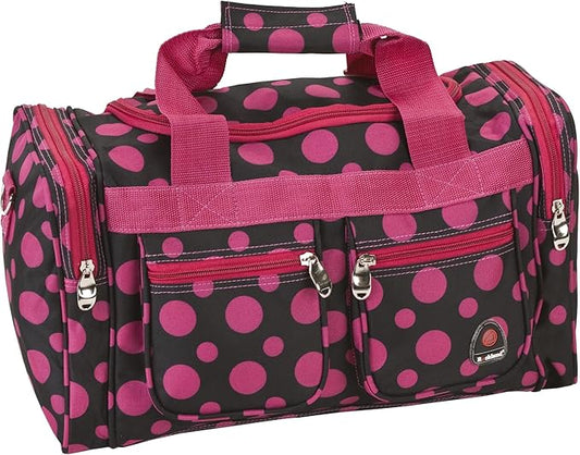 Rockland 19" Polyester Duffel Bag, Black Pink Dot
