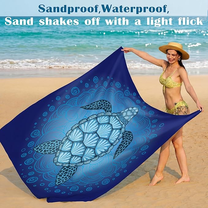 Famstar Beach Blanket Oversized Extra Large 78"X81"/10'X9',Waterproof Sandproof Beach Blanket 2-8 Adults Lightweight Durable for Travel Camping Hiking Picnic