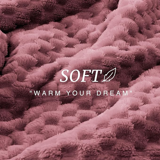 EXQ Home Gentle Soft Fleece Throw Blanket – Cozy Lightweight 3D Imitation Turtle Shell Jacquard Blanket for Couch Bed – All-Season Warm Fuzzy Flannel Blanket for Women Mom Her Gift(50"x60",Dusty Pink)