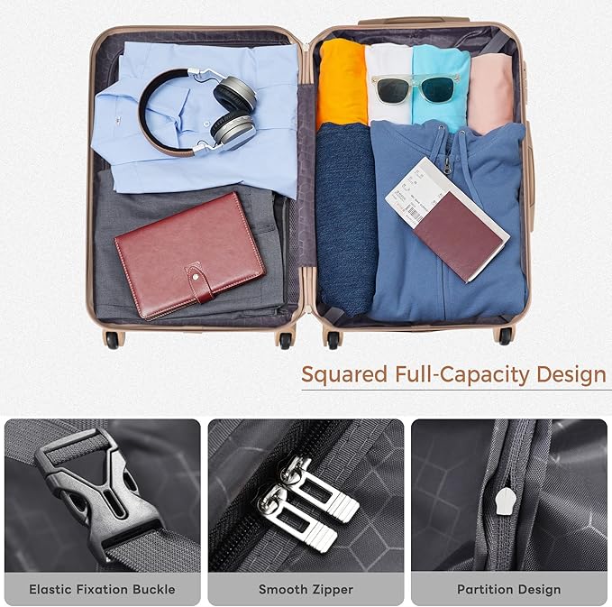 Luggage Sets 3 Piece, Luggage Set, Suitcases with Wheels, Hardside Hard Shell Travel Luggage with TSA Lock