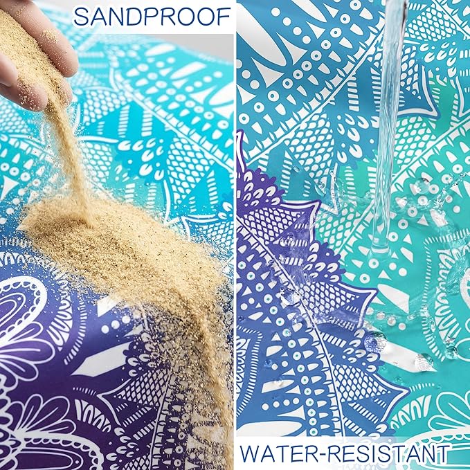 Aroveea Beach Blanket Waterproof Sandproof 1-7 Adult Oversized 78''X81''/10'X9' Lightweight Durable Compact Sand Free Beach Mat for Travel Camping Hiking Picnic Blanket