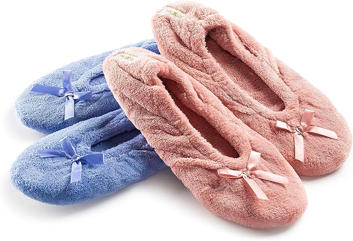 Women's Terry Classic Cotton & Velour Ballerina Slippers (Pack of 2)
