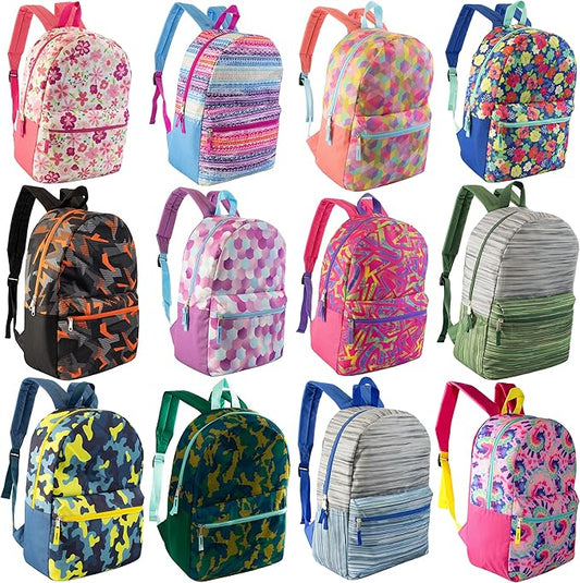 17" School Backpacks for Kids - Backpacks in Bulk for Elementary, Middle, and High School Students in Assorted Colors