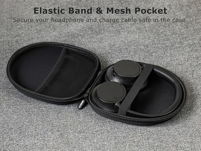 Ginsco Universal Headphone Case Compatible with JBL Tune 510BT 720BT, Sony WH-CH 720N/WH-CH520, with Sony/JBL/Soundcore Life Q20i Q30/BERIBES/TOZO/KVIDIO etc Wireless Headphones (Satin Black)