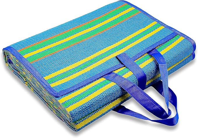 Camco Camper/RV Handy Mat - Features Convenient Pockets & Built-in Handles for Carrying - Measures 72” x 108” & Folds to 14.5” x 18” for RV Storage and Organization - Easy to Clean Material (42814)