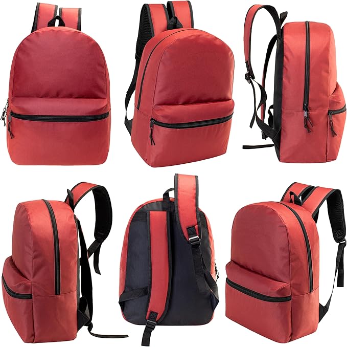 Moda West 17" School Backpacks for Kids - Backpacks in Bulk for Elementary, Middle, and High School Students, 10 Pack