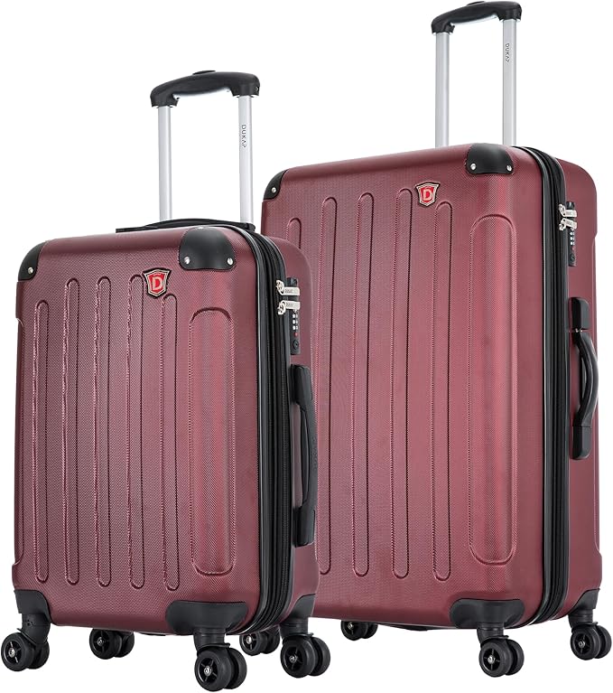 DUKAP INTELY Hardside Luggage Set with Spinner Wheel | Spacious Traveling Suitcase Travel Suitcases with TSA Lock and Ergonomic GEL Handle | 2 Piece Set (20"/28") | Red