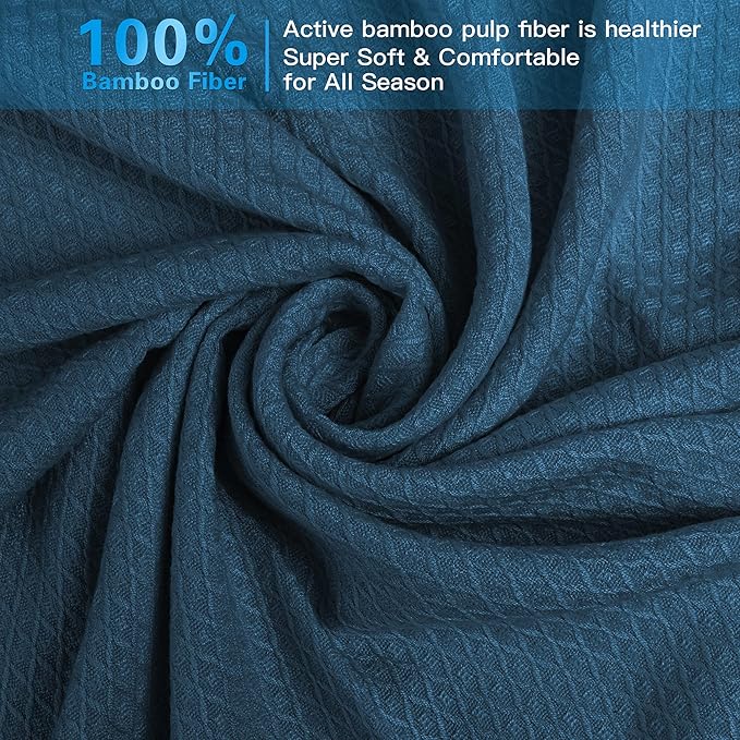 AmyHomie Cooling Blanket, 100% Rayon Derived from Bamboo, Cool Summer Blanket for Hot Sleepers, Soft Comfy Lightweight Blankets for All Seasons(Navy, 59×79in)