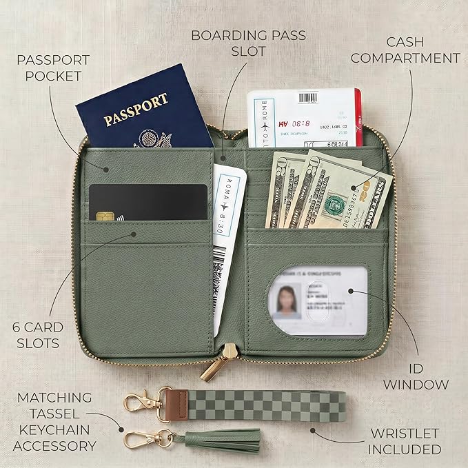 Beautiful Passport Holder for Travel with Wristlet Strap - All-in-One Wallet for Women with Card Slots and Tassel Keychain - Perfect RFID Blocking Case to Keep Your Travel Documents Organized & Safe