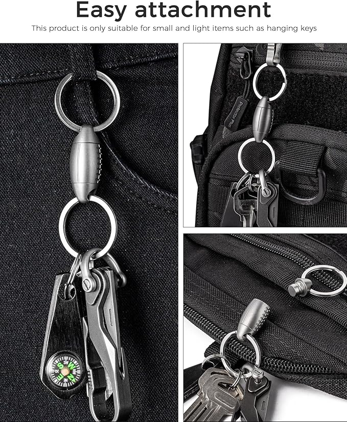 FEGVE Titanium Quick Release Swivel Keychain, Pull Apart Detachable Keychain Heavy Duty Car Key Holder with Key Rings