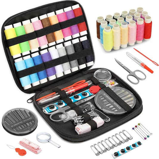 KEYHOT Sewing kit Basic,Needle and Thread Kit,Travel Small Sewing Machine Supplies for Adults Beginners Men, Home Travel Emergency Including Scissors Measure Tape Needle Threader (87pcs)