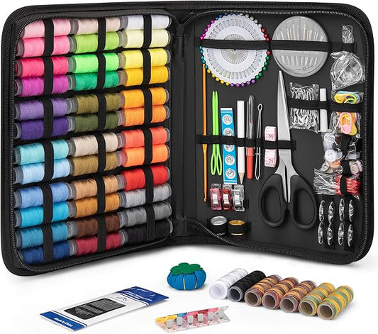 KEYHOT Sewing kit Basic,Needle and Thread Kit,Travel Small Sewing Machine Supplies for Adults Beginners Men, Home Travel Emergency Including Scissors Measure Tape Needle Threader (216pcs)