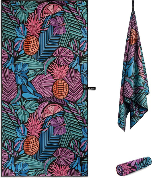 Travel Towel – Packable, Lightweight, Quick-Dry, Fade Resistant, Sand-Repellent – Soft Microfiber Towel for Travel, Backpacking, Beach, Pool, Outdoors – Double-Sided Print – 60” x 30”