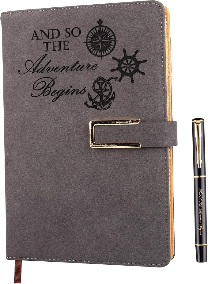 Fanery Sue Dotted Bullet Grid Journal - Dot Grid Hardcover Refillable Writing Notebook A5 Faux Leather 200 Pages Thick Paper-100gsm With Magnetic Buckle + Pen Loop (Adventure - Coffee)