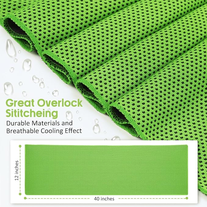 Cooling Towels 40 Pack, 40"x12" Bulk Cold Towels for Hot Weather, Cool Gym Towel for Neck & Face, Cooling Rags with Carry Bag for Sports, Workout, Golf, Camping, Travel