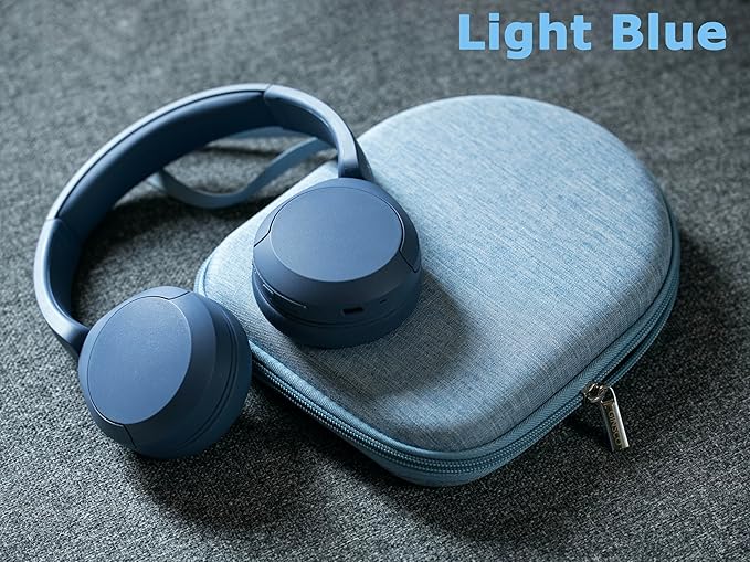 Ginsco Case Compatible with Sony WH-CH520 Wireless Headphones Bluetooth On-Ear Headset with Microphone, with JBL Tune 510BT/520BT/500BT Ultra-Slim Hard Shell Case for On Ear Headphones (Light Blue)