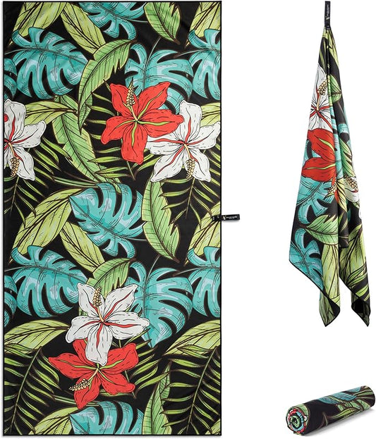 Travel Towel – Packable, Lightweight, Quick-Dry, Fade Resistant, Sand-Repellent – Soft Microfiber Towel for Travel, Backpacking, Beach, Pool, Outdoors – Double-Sided Print – 60” x 30”