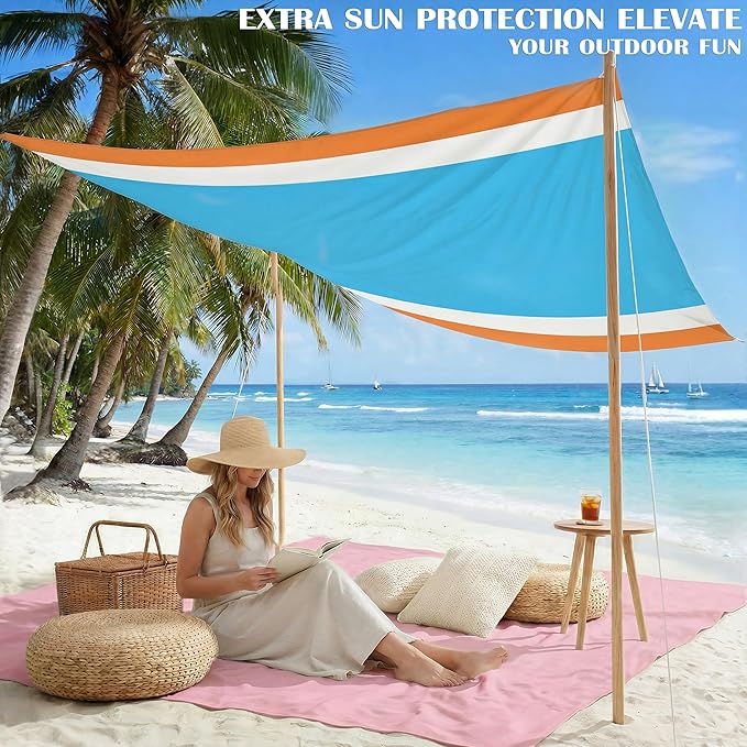 Famstar Beach Blanket Oversized Extra Large 78"X81"/10'X9',Waterproof Sandproof Beach Blanket 2-8 Adults Lightweight Durable for Travel Camping Hiking Picnic