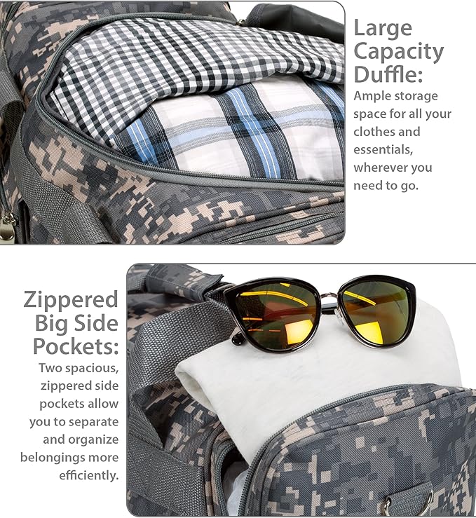 Rockland 19" Polyester Duffel Bag, Acu Camo
