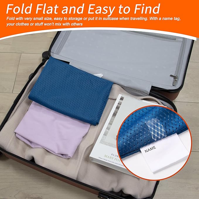 Polecasa Heavy Duty Diamond Mesh Laundry Bags 24x36"- Machine Washable Large Commercial Grade Laundry Bag with Drawstring & ID Tag for College Dorms, Travel, Sports Equipment – Blue