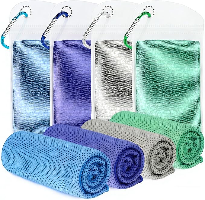 4 Pack Cooling Towels for Neck and Face(40"x12"), Cooling Neck Wraps, Ice Towel for Hot Weather, Soft Breathable Gym Towel, Cool Towel for Workout, Camping, Yoga, Sport, Running