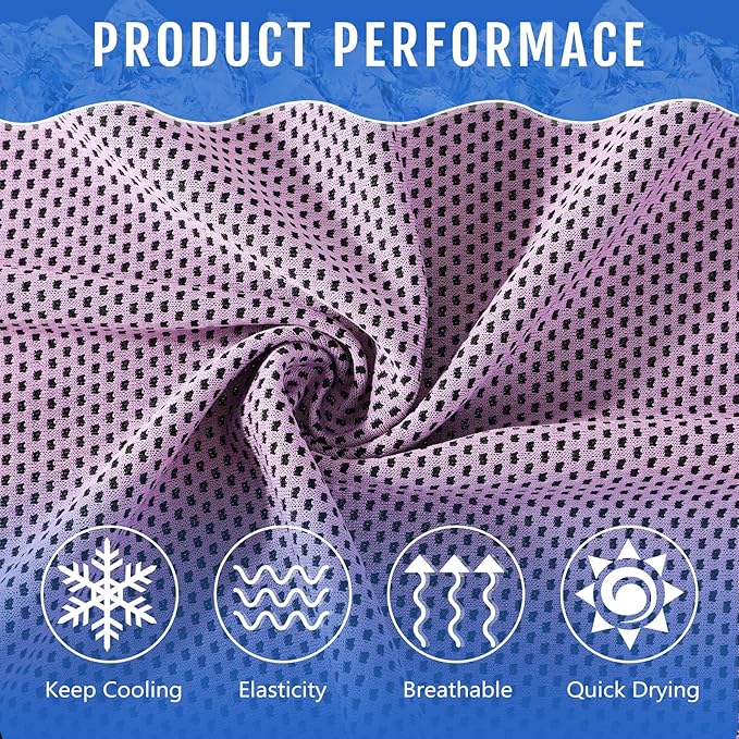 Hosuly 12 Pcs Cooling Towels for Face and Neck 12 x 40 Inch Workout Towels for Gym Fast Drying Hot Weather Sweat Rag Cold Cooling Cloth with 12 Bags Athletes Sport Yoga Golf(Pink)
