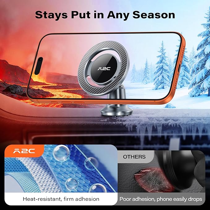 APPS2Car for MagSafe Car Mount - [All Metal] Magnetic Phone Holder for Car Dashboard, Strong Magnet Car Cell Phone Holder Dash Mount, Compatible with iPhone 17 Pro Max Air 16 15 14 13 12
