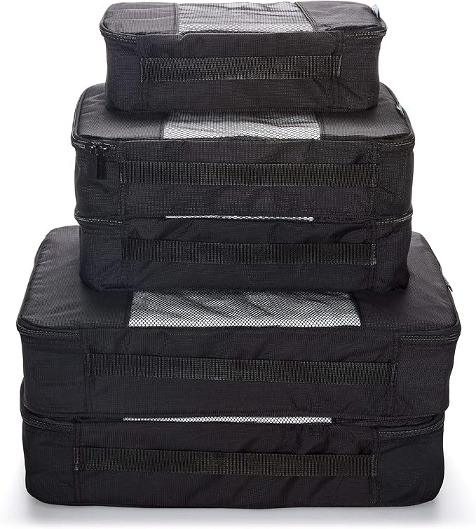 Travel Wise Packing Cubes for Travel - 5 Piece Set with Pattern Design, Lightweight Ripstop Nylon Luggage Organizers with Mesh Panel, Small Medium Large Sizes