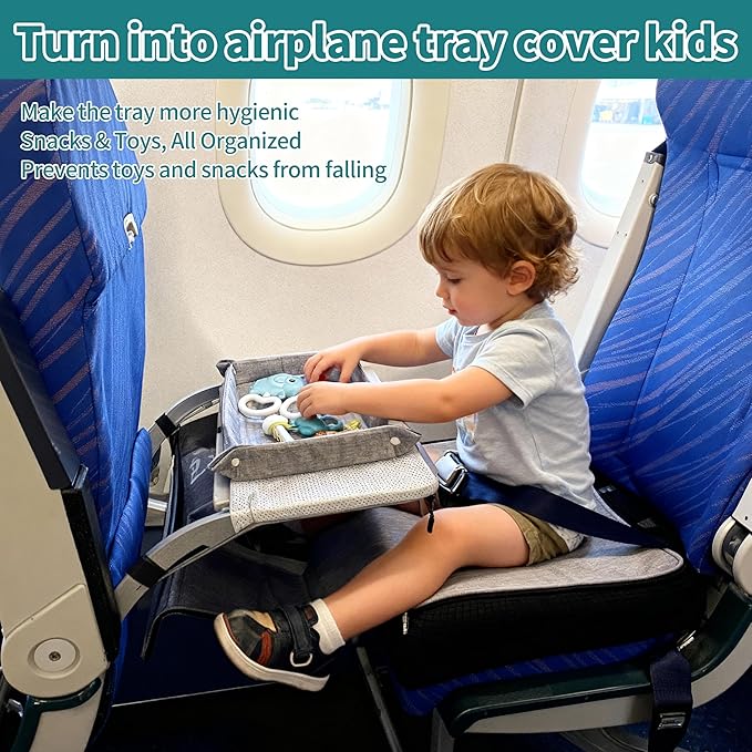 Toddler Airplane Bed for Toddler with Tray Cover Can Turn into Bag, Toddler Airplane Seat Extender for Kids, Baby Airplane Bed Baby Travel Essentials for Flying, Toddler Travel Bed