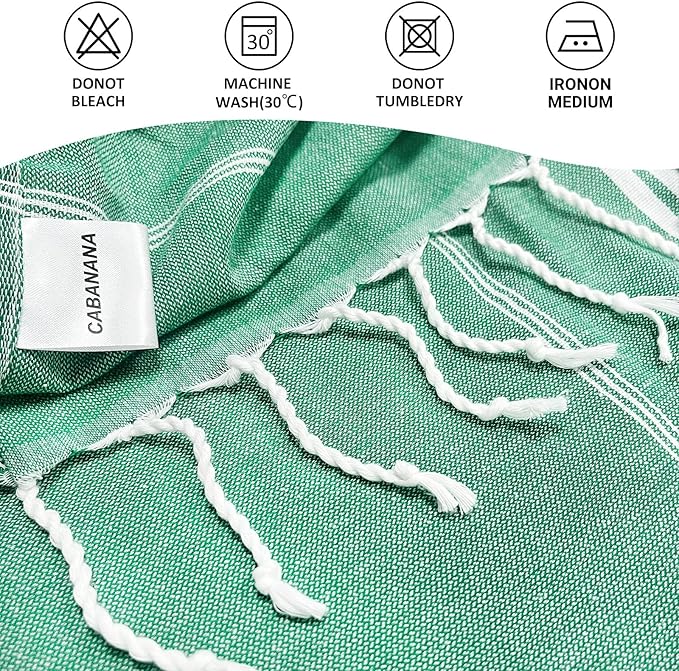 cabanana Turkish Beach Towel Oversized - 40"x70" Quick Dry Sand Free Thin Beach Towels for Adults,Extra Large Cotton Lightweigh Travel Towel for Beach Accessories (Mint Green)
