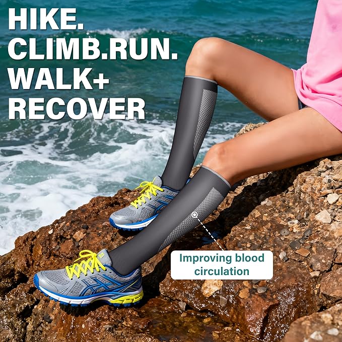 Acture 6 Pack Compression Socks for Women and Men - Knee High for Medical, Running, Nurses, Travel