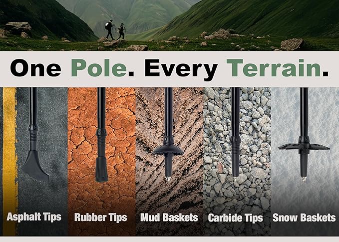 Trekking Poles (2-Pack) – Lightweight Aircraft-Grade Aluminum Hiking/Walking Sticks, Quick-Lock Adjustable with Cork Handles for Men & Women